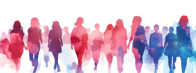 Colorful silhouettes of people walking. (3)