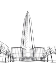 Fototapeta premium Elegant Skyscraper Sketch: Modern Cityscape Illustration. AI Generated