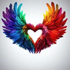 Obraz premium Vibrant heart-shaped wings digital art creative design colorful environment abstract viewpoint love concept