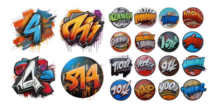 Vibrant Graffiti Art Collection with Circular Designs