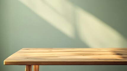 Warm Sunlight Illuminates Empty Wooden Tabletop Mockup Photo. AI Generated