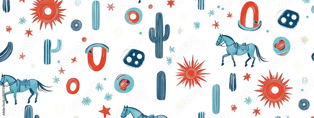 Poster seamless pattern with western elements. (1)