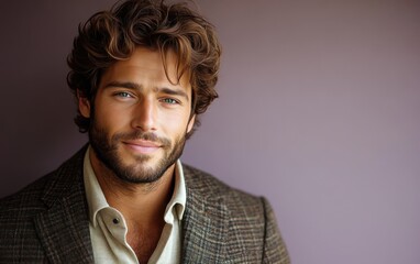 Fototapeta premium Confident businessman with a suit and a smile in a studio background, He looking at the camera