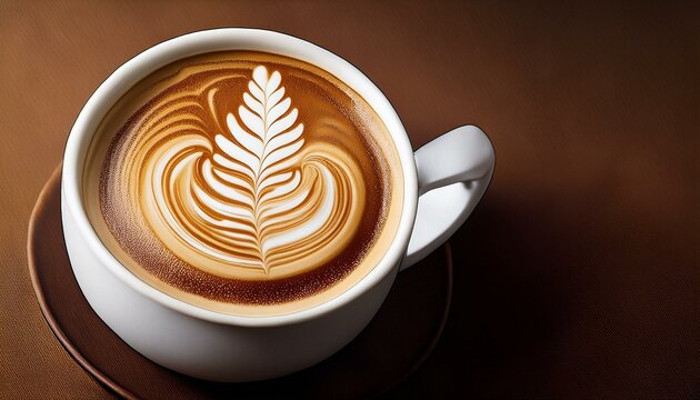 A beautifully crafted latte art featuring intricate designs, photographed in a cozy and artistic ambiance.