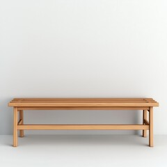 Wooden Bench Minimalist Design with Light Background and Shadows