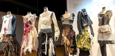 Sustainable fashion with innovative upcycled designs, repurposing materials into chic and eco-friendly garments