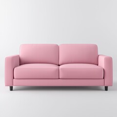 Soft Pink Sofa on White Background in Modern Living Room Setting