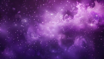 Fototapeta premium Abstract background with purple tones, glowing particles, and smoke waves, ideal for presentation templates.