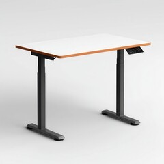 Modern Adjustable Desk with White Surface and Black Legs Design