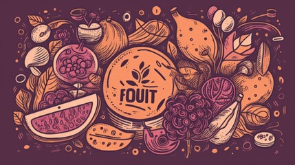 Vibrant fruit illustration; "Fouit" logo.