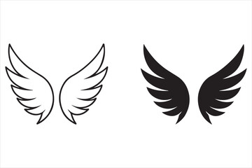 Wings icon set vector
