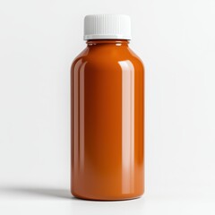 Orange Plastic Bottle with White Cap on a Minimalistic Background