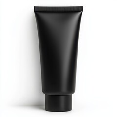 Matte Black Cosmetic Tube on White Background for Product Presentation