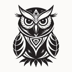 Owl logo vector silhouette, tibal