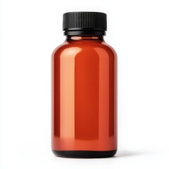 Amber Glass Bottle with Black Lid for Liquid Storage and Packaging