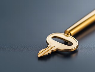Close-up of a golden key resting on a sleek, dark background, symbolizing access and opportunity.