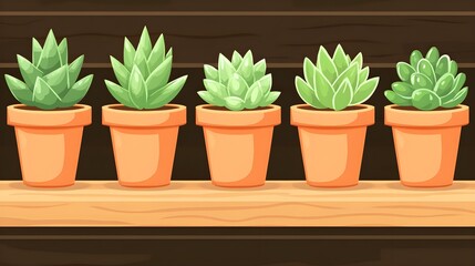 Obraz premium Display of succulent plants in terracotta pots indoor garden digital illustration modern style