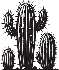 Big Cactus silhouette vector illustration isolated on white background