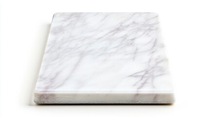 A smooth, rectangular slab of white marble featuring subtle veining, showcasing its elegant and timeless appearance.