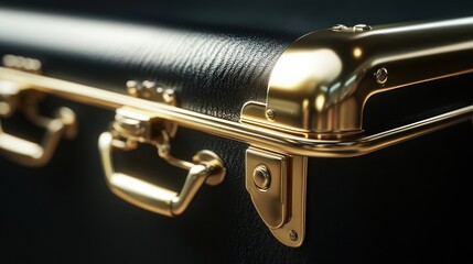 Naklejka premium Luxury Black and Gold Vintage Suitcase Detail