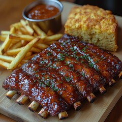 Kansas City-style BBQ ribs glazed with a sweet and tangy sauce
