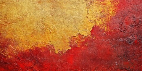 Fototapeta premium Red and yellow plaster texture serves as a versatile background, providing a dynamic and colorful design element perfect for a variety of creative projects featuring plaster texture.