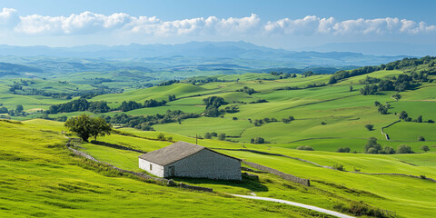 Countryside House on Green Hills
