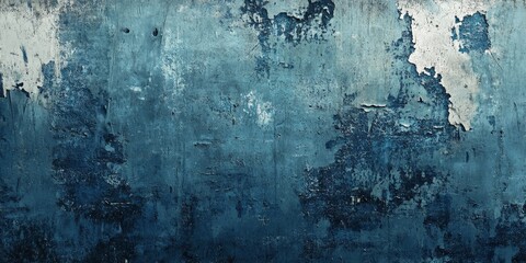 Fototapeta premium Abstract image showcasing a grunge style with an old blue painted background, emphasizing the texture and unique characteristics of the blue paint for artistic expression.