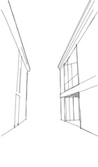 Elegant Hand-Drawn City Alleyway Sketch Illustration. AI Generated