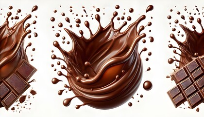 Set of melted chocolate splashes, cut out