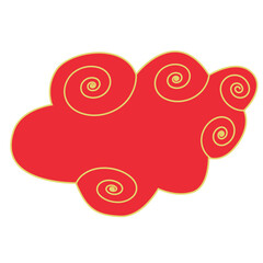 Chinese Cloud Element Silhouette Red Swirl Design. Template for Chinese art decoration. Elegant Chinese Red Cloud Culture Decorative Symbol