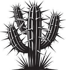 Desert Cactus silhouette vector illustration isolated on white background