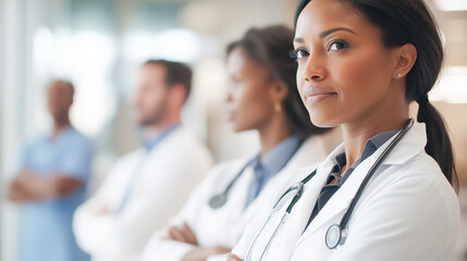 Fototapeta premium A close-up of a senior doctor with arms crossed
