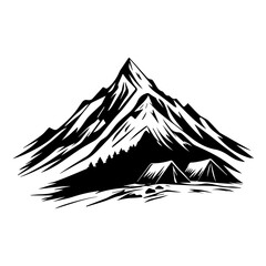 mountain with camp silhouette