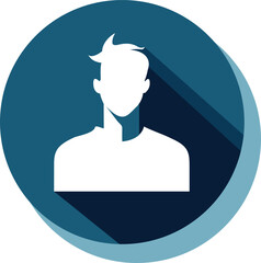 Flat Minimalistic Male Avatar Icon with Blue Circle Background