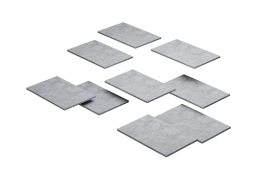 Abstract Concrete Panels Or Tiles Levitation On White Background, 3d illustration