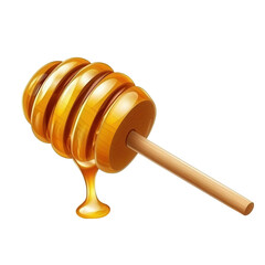Delicious honey dripping from a dipper kitchen setting digital illustration transparent background close-up view sweetness concept
