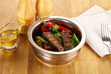 Salad with grilled beef steak