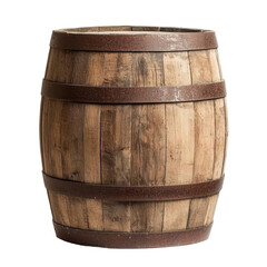 Fototapeta premium Rustic wooden barrel transparent background product studio setting natural aesthetic