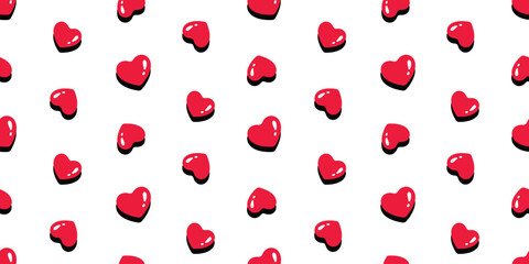 heart seamless pattern valentine shadow vector tile background gift wrapping paper repeat wallpaper cartoon doodle red illustration design isolated