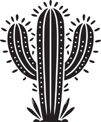 Desert Cactus silhouette vector illustration isolated on white background