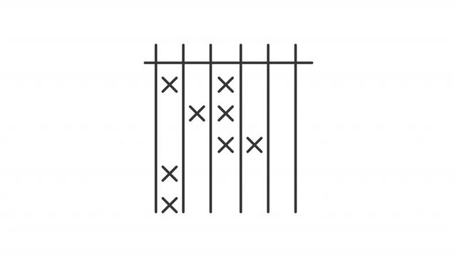 Sociometry line animation. Sociogram animated icon. Cross marks showing up. Data collecting, market research. Black illustration on white background. HD video with alpha channel. Motion graphic