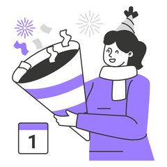 New Year Character Illustration 