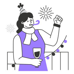 New Year Character Illustration 