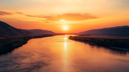 sunset over the lake