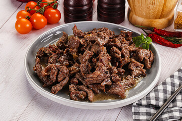Stew beef slices with gravy