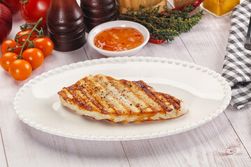Grilled turkey fillet steak with sauce