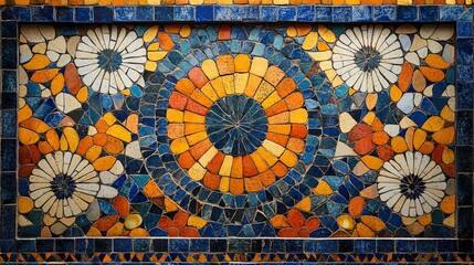 Obraz premium Colorful mosaic tile floral pattern.