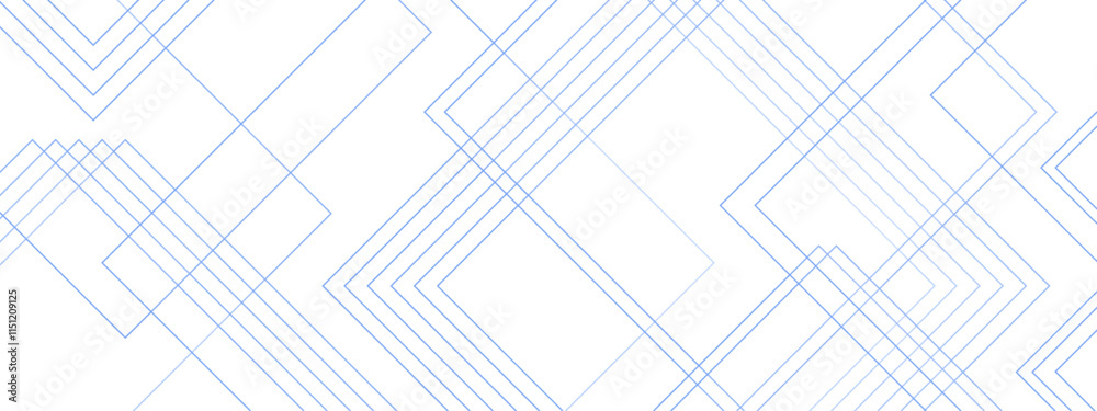 Fototapete abstract blue geometric squares with digital geometric connection blue lines. blue geometric squares