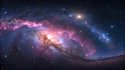 360 degree equirectangular projection space background with nebula and stars, environment map. HDRI spherical panorama